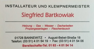Installateur- und Klempnermeister Siegfried Bartkowiak in Bannewitz