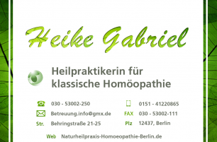 Firmenansicht von „Praxis für Homöopathie in Berlin Treptow / Köpenick - Heilpraktikerin Heike Gabriel“